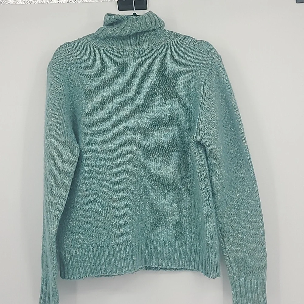 L.L. Bean seafoam green wool cardigan sweater large - Picture 8 of 9